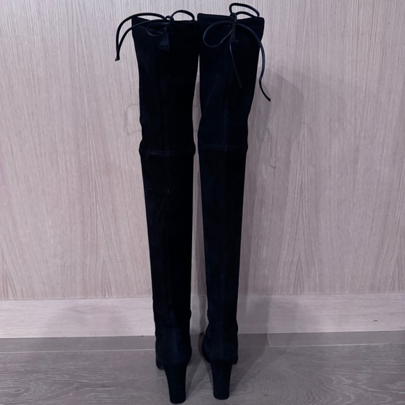 Stuart Weitzman Black Suede thigh high boots with tie size 6.5 - Picture 13 of 15